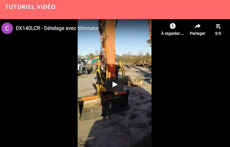 Dételage avec Tiltrotator sur la DX140LCR (Pelle sur chenilles)