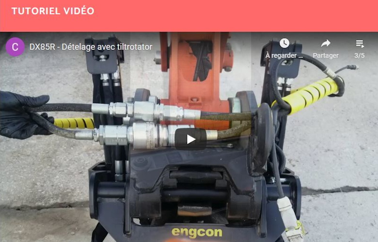 Dételage avec Tiltrotator sur la DX85R (Pelle sur chenilles)