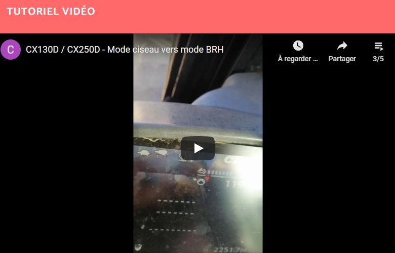 Mode ciseau vers mode BRH sur CX130D et CX250D (Pelle sur chenilles)