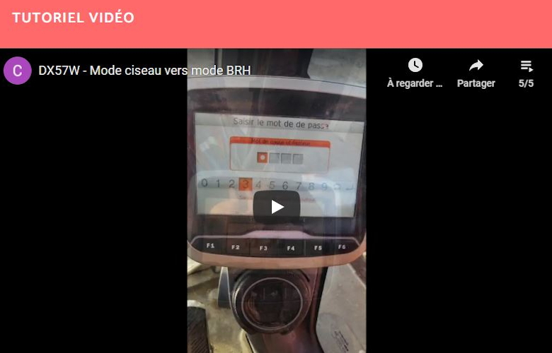 Mode ciseau vers mode BRH sur DX57W (Pelle sur pneus)