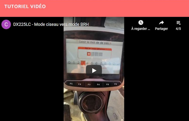 Mode ciseau vers mode BRH sur la DX225LC (Pelle sur chenilles)