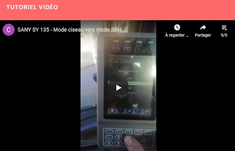 Mode ciseau vers mode BRH sur la SANY SY135 (Pelle sur chenilles)