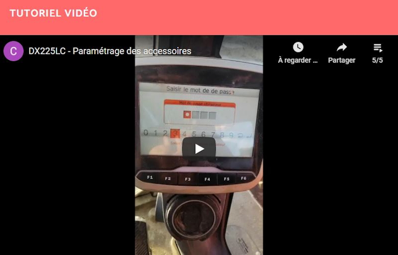 Paramétrage des accessoires sur la DX225LC (Pelle sur chenilles)