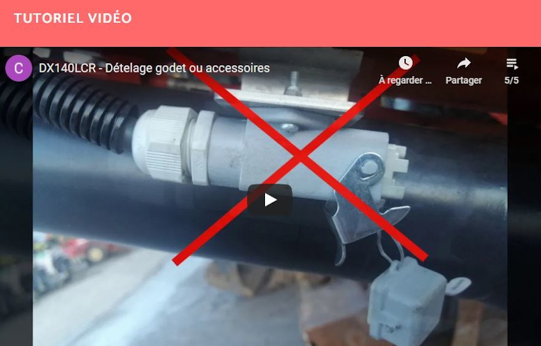 Dételage godet ou accessoires sur la DX140LCR (Pelle sur chenilles)